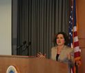 NSF Director France Cordova addresses 2014 PECASE awardees at a gathering at NSF.